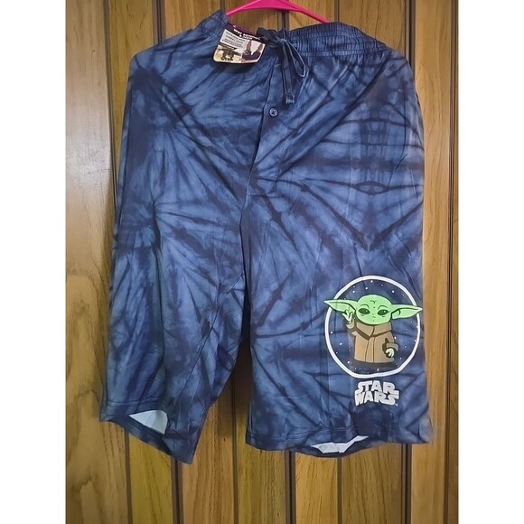 Star Wars Mandalorian Grogu Mens Tie-Dye Pajama Bottoms Sleep Shorts 2XL NEW - Picture 1 of 6